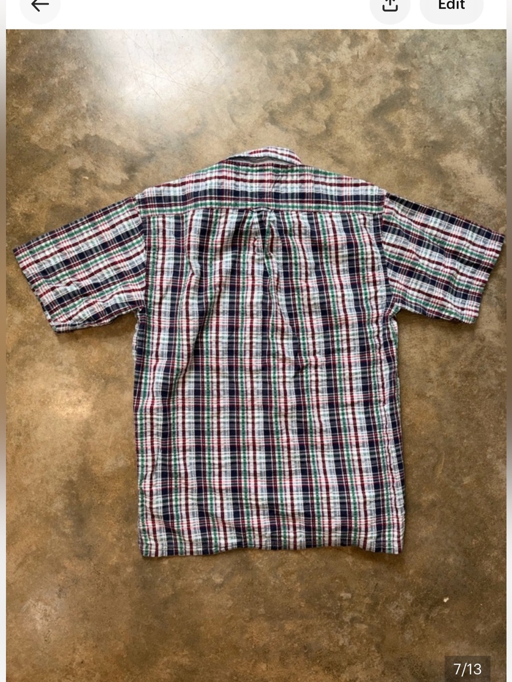Tommy Hilfiger Boys Plaid Shirt L 10-12 Short Sleeve Logo Pocket - Picture 2 of 6
